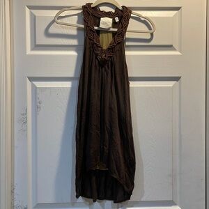 IISLI Brown Macrame Knit Tunic Tank Top M